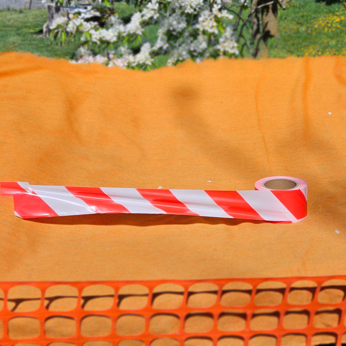 Benzi avertizoare -santier simple alb-rosu